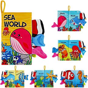 Baby Books Toys, Touch and Feel Crinkle Soft Sensory Cloth Books for Babies, Newborns & Infants, Tails Toys Gifts for Boys & Girls