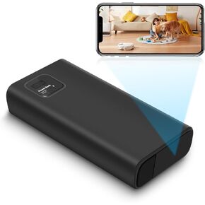4K HD Camera, 64G Camera with Night Vision, Home Security Camera with Motion Detection, Mini Camera with Gravity Sensor, 10000mAh Power Bank for Indoor Outdoor Nanny Cam No APP