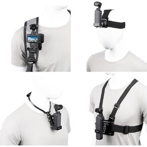 PellKing 4in1 DJI Osmo Pocket 3 Accessories Kit,Chest Mount Harness,Neck Mount,Head Mount Strap,Backpack Strap Mount for DJI Osmo Pocket 3 Camera,with Expansion Adapter
