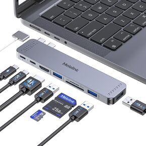 USB C Docking Station Dual HDMI Monitor Adapter, Melelink USB C Hub 3 Monitors Adapter with 2x HDMI 4K,Displayport,VGA,100W PD Charging,3 USB2.0, 8 in 1 Laptop Docking Station for Dell, HP, Lenovo,etc