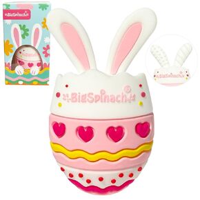 Easter Egg Baby Teether,Baby Teething Toy for Pain Relief,Silicone Bunny Rabbit Teether,Easter Gift for Babies,Sensory Toy for Boys & Girls (Pink)