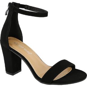 TOP Moda Fashion Women's Ankle Strap High Heel Sandal Shoes (9, Black)