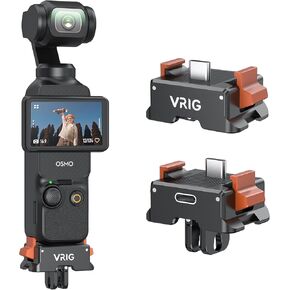 VRIG Mount Base for DJI Osmo Pocket3 Aluminum Alloy Mount with Type-C Charging Port,Pocket3 Accessories Quick Release 4in1 Mount Adapter