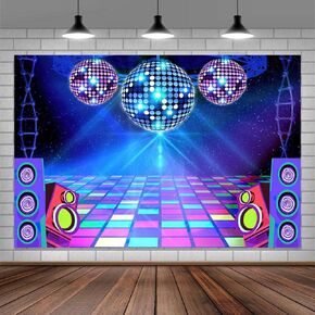 Disco Backdrop 7 x 5 ft Retro Dance Party 70s 80s 90s Theme Stage Dance Background, Disco Party Decoration Disco Ball Banner DJ Backdrop for Birthday Party Prom Portrait Photo Props Polyester