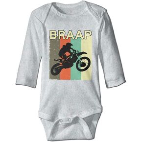 Braap Retro Dirt Bike Motocross Baby Bodysuit Toddler Crawl Playsuit Rompers Gray