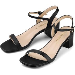 Allegra K Women's Slingback Buckle Chunky Heels Two-Tone Sandals