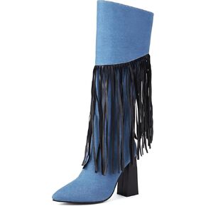 ForeMode Women Autumn Round Toe Lace up Ankle Buckle Chunky High Heel Platform Knight Boots