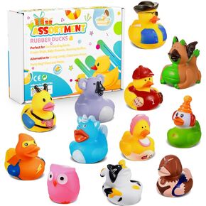 SCIONE 24 Pack Christmas Rubber Ducks ,Assorted Plastic Christmas Ducks Ornaments,Christmas Tree Hanging Decoration, Bath Toys for Kids Christmas Party Favors,Christmas Stocking Stuffers
