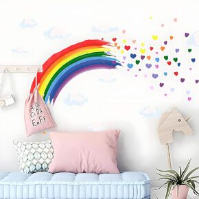 Rainbow Wall Decals Colorful Love Wall Stickers Decor for Classroom Kids Room Playroom Nursery Bedroom Décor
