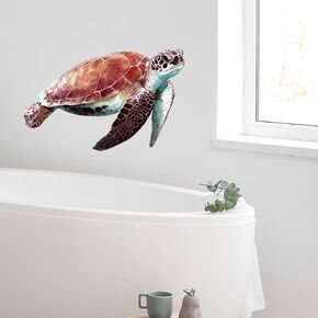 Lifelike Sea Turtle Wall Decal Nursery Sea Animal Wall Sticker for Bathroom Removable Peel and Stick Waterproof Wall Art Decor Stickers for Kids Baby Classroom Living Room Playing Room Bedroom