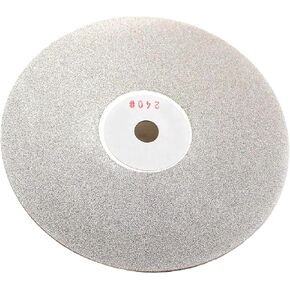 Drilax 6 inch Grit 240 Professional Quality High Density Diamond Coated Flat Lap Lapping Lapidary Wheel Disc Glass Jewelry Polishing Tool Grinding Sharpening Metal Back 1/2 Arbor (Grit240)