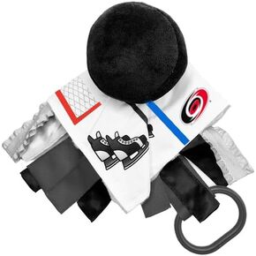 The Learning Lovey Carolina Hurricanes Baby Tag Toy - NHL Hockey Baby Sensory Crinkle Toys - Soft & Safe - Ideal Baby Stroller Toy - BPA Free w/Stroller Clip (10" x 10" Tag Toy)