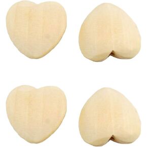 20pcs Natural 20mm Unfinished Wood Hearts Beads with Holes Eco-Friendly Wooden Handing Materials DIY Beading Craft Accessories (Heart Beads 20pcs)