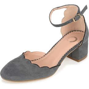 Journee Womens Edna Round Toe Low Block Heel Pumps