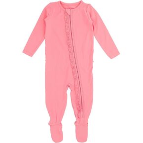 RuffleButts Baby Girls Modal Blend Ruffle One Piece Footie Pajamas