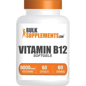 BulkSupplements.com Vitamin B12 1000 mcg Softgels - as Cyanocobalamin, Vitamin B12 Supplement - Essential Vitamin B, Gluten Free, 1 Softgel per Serving, 60 Count (Pack of 1)
