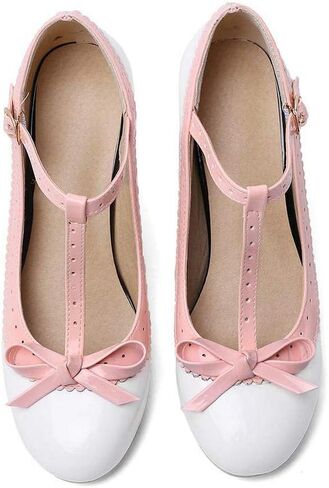 Womens Rockabilly Shoes T-Strap Mary Jane Block High Heel Closed Toe Pumps in Saudi Arabia