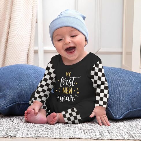 My First New Year Romper for Infant Baby Boy Girl Long Sleeve Shirt Onesie Newborn Outfit Infant Bodysuit Clothes in Kuwait