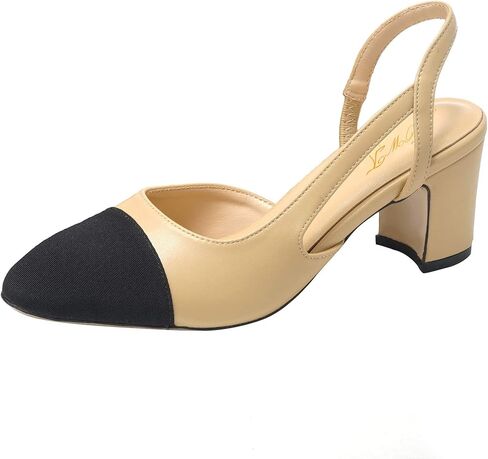 FOWT Women Pointed Toe Pumps Chunky Mid Heel Slingback Sandals Fashion Party Office Shoes Size 4-16 in Saudi Arabia