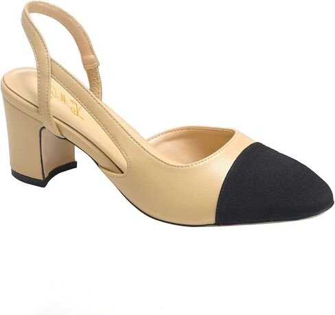 FOWT Women Pointed Toe Pumps Chunky Mid Heel Slingback Sandals Fashion Party Office Shoes Size 4-16 in Saudi Arabia