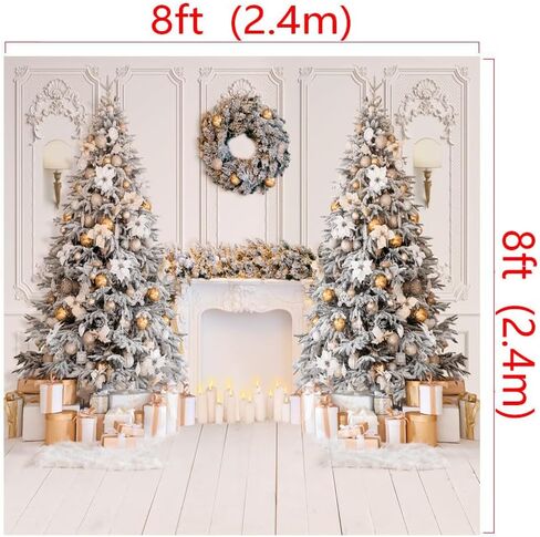 10X10FT Christmas Interior Photography Backdrop White Christmas Backdrop Christmas Fireplace Backdrop Family Photo Holiday Party Decorations Backdrop XY127 in Kuwait