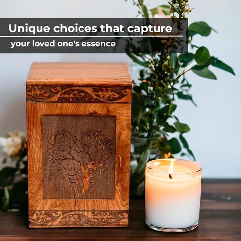 leatherooze Plant Urn with Muslin Cloth Solid Wooden Urn for Adult Human Ash Cremation Funeral Handcrafted Wood Urn Decorative Urn Large Urn Interior (Guitar urn-010) in Saudi Arabia