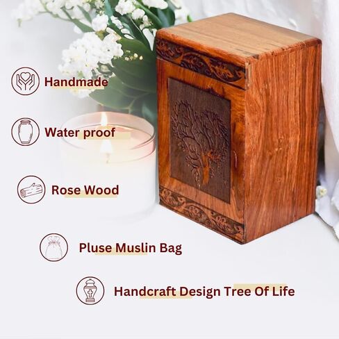 leatherooze Plant Urn with Muslin Cloth Solid Wooden Urn for Adult Human Ash Cremation Funeral Handcrafted Wood Urn Decorative Urn Large Urn Interior (Guitar urn-010) in Saudi Arabia