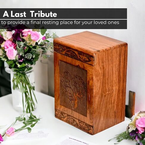 leatherooze Plant Urn with Muslin Cloth Solid Wooden Urn for Adult Human Ash Cremation Funeral Handcrafted Wood Urn Decorative Urn Large Urn Interior (Guitar urn-010) in Saudi Arabia