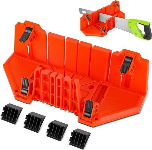 DNA MOTORING 1pc and 4 clamps Miter Saw Box Plastic Clamping Mitre Block with 90 degree, 45 degree, and 22-1/2 degree Angle Slot Types Plastic for Woodworker Carver Carpenter,TOOLS-00597 in Saudi Arabia