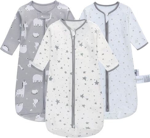 كيس نوم طويل الأكمام، كيس نوم للأطفال مصنوع من القطن بنسبة 100% من عمر 0 ​​إلى 18 شهرًا، بطانية يمكن ارتداؤها للأطفال، فائقة النعومة، تنظيم درجة الحرارة، كيس نوم ممتاز للأطفال الرضع (6-12 شهرًا غزال المشمش) in Kuwait