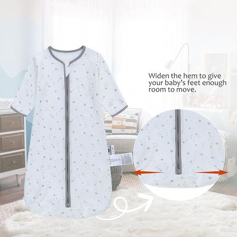 كيس نوم طويل الأكمام، كيس نوم للأطفال مصنوع من القطن بنسبة 100% من عمر 0 ​​إلى 18 شهرًا، بطانية يمكن ارتداؤها للأطفال، فائقة النعومة، تنظيم درجة الحرارة، كيس نوم ممتاز للأطفال الرضع (6-12 شهرًا غزال المشمش) in Kuwait