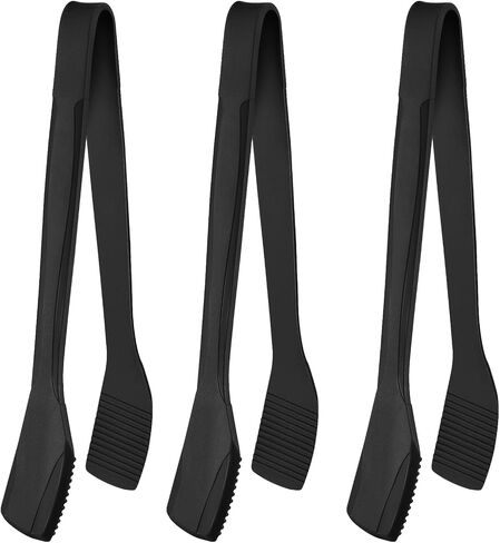 3 Pcs Silicone Kitchen Tongs 11 Inch Spatula Tongs Salad Tongs Kitchen Serving Tongs with Silicone Tips for BBQ Cooking Grilling Locking Toast Salad (Black) in Saudi Arabia