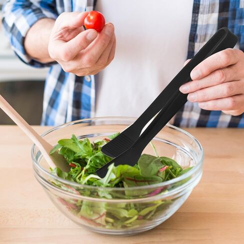3 Pcs Silicone Kitchen Tongs 11 Inch Spatula Tongs Salad Tongs Kitchen Serving Tongs with Silicone Tips for BBQ Cooking Grilling Locking Toast Salad (Black) in Saudi Arabia