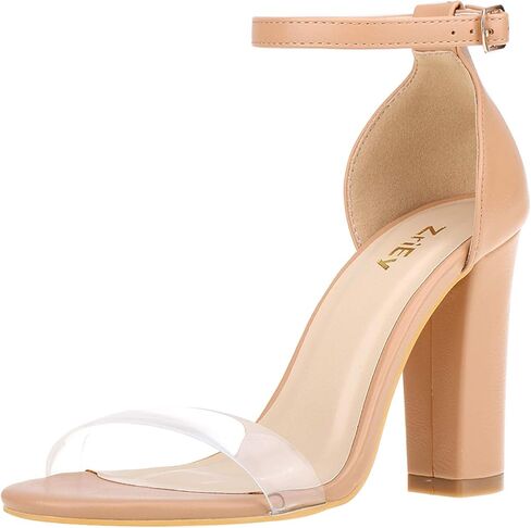 ZriEy Women's Chunky High Heels 4 Inches Block High Heels Open Toe Ankle Strap Sandals Party Wedding Daily Wear Shoes in Saudi Arabia