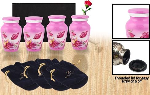 Bold & Divine Cremation Urns for Human Ashes - Decorative Urns, Urns for Human Ashes Female & Male, Urns for Ashes Adult Female, Funeral Urns - Blue Butterfly, 4 Small Keepsakes in Kuwait