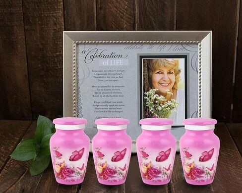 Bold & Divine Cremation Urns for Human Ashes - Decorative Urns, Urns for Human Ashes Female & Male, Urns for Ashes Adult Female, Funeral Urns - Blue Butterfly, 4 Small Keepsakes in Kuwait