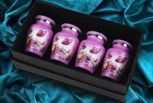 Bold & Divine Cremation Urns for Human Ashes - Decorative Urns, Urns for Human Ashes Female & Male, Urns for Ashes Adult Female, Funeral Urns - Blue Butterfly, 4 Small Keepsakes in Kuwait