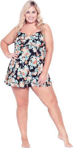 AVENUE Women's Plus Size Swim Dress Twist PRT in Saudi Arabia