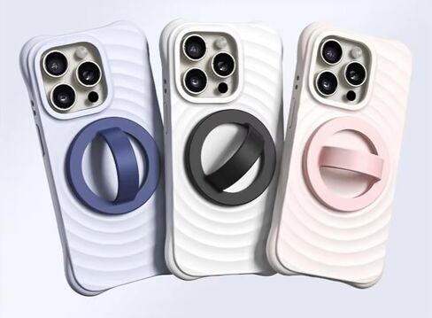 Magnetic Phone Grip Holder with Removable Silicone Finger Loop Ring, Soft & Comfortable for iPhone 16/15/14/13/12 Pro Max/Plus, Anti-Drop Secure Grip, Universal Adhesive Metal Ring Included (Black) in Saudi Arabia