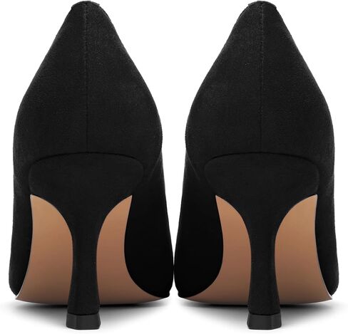 Womens Suede Pointed Toe Slip On Casual Office Spool High Heel Pumps Shoes 3 Inch in Saudi Arabia