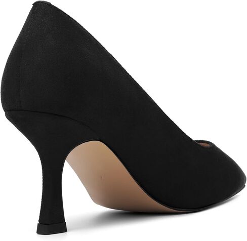 Womens Suede Pointed Toe Slip On Casual Office Spool High Heel Pumps Shoes 3 Inch in Saudi Arabia