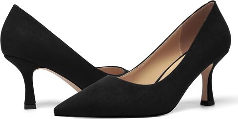 Womens Suede Pointed Toe Slip On Casual Office Spool High Heel Pumps Shoes 3 Inch in Saudi Arabia