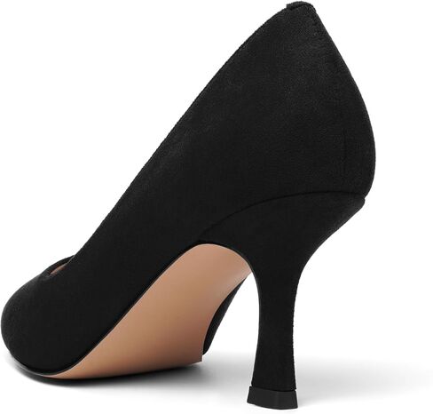 Womens Suede Pointed Toe Slip On Casual Office Spool High Heel Pumps Shoes 3 Inch in Saudi Arabia