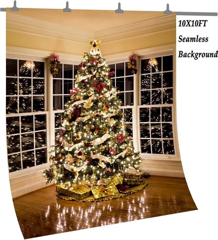 5X7FT Christmas Tree Decorating Vinyl Photography Backdrop Photo Background Studio Prop CEM02 in Saudi Arabia