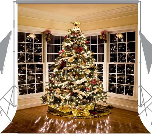 5X7FT Christmas Tree Decorating Vinyl Photography Backdrop Photo Background Studio Prop CEM02 in Saudi Arabia
