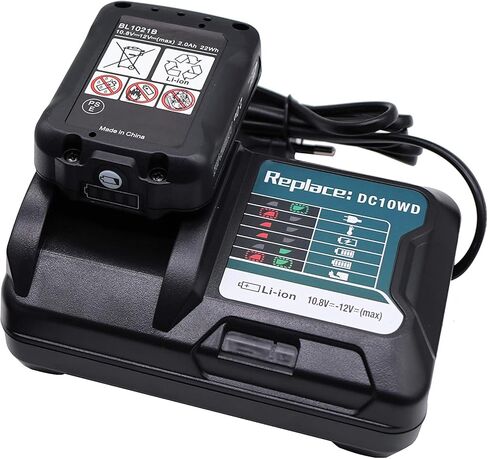 بطارية CNBY® BL1021B / BL1016 2Ah، استبدل بطارية ماكيتا 12 فولت 10.8 فولت، مع شاحن DC10WD DC10SB، متوافق مع بطارية ماكيتا 12 فولت BL1021B BL1016 BL1041B 197339-1 197406-2 BL1015B in Kuwait