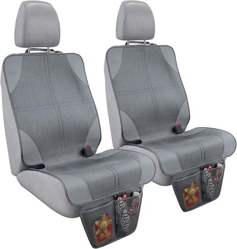 واقي مقعد السيارة لمقعد السيارة للأطفال، حماية مقعد السيارة لمقعد السيارة للأطفال، واقي مقعد غير قابل للانزلاق أسفل مقعد سيارة الطفل، غطاء مقعد مبطن سميك لمقعد السيارة مع جيبين شبكيين للتخزين، عبوتان باللون الرمادي in Kuwait