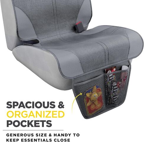 واقي مقعد السيارة لمقعد السيارة للأطفال، حماية مقعد السيارة لمقعد السيارة للأطفال، واقي مقعد غير قابل للانزلاق أسفل مقعد سيارة الطفل، غطاء مقعد مبطن سميك لمقعد السيارة مع جيبين شبكيين للتخزين، عبوتان باللون الرمادي in Kuwait