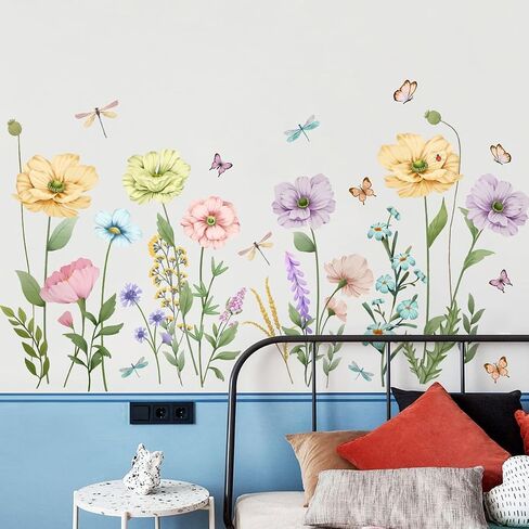 Giant Brown Tree Wall Decals Pink Peach Blossom Flowers Wall Stickers DIY Removable Cherry Floral Birds Tree Branches Wall Art Decor for Kids Teens Bedroom Living Room Nursery Decoration DT-2267 in Kuwait