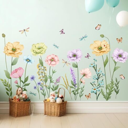 Giant Brown Tree Wall Decals Pink Peach Blossom Flowers Wall Stickers DIY Removable Cherry Floral Birds Tree Branches Wall Art Decor for Kids Teens Bedroom Living Room Nursery Decoration DT-2267 in Kuwait